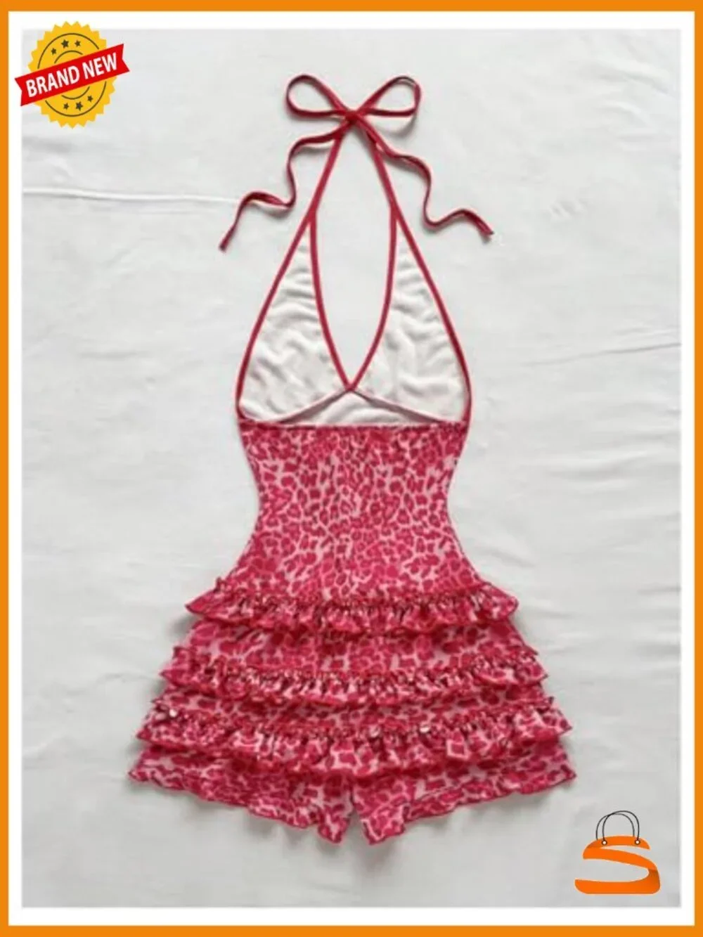 Halter Neck Romper with Ruffle Hem - Sexy Y2K Jumpsuit